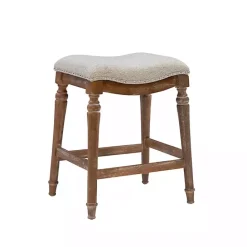 Kirklands Home Hazelnut Upholstered Curved Seat Counter Stool Gray
