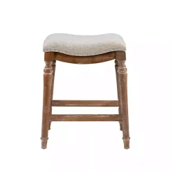 Kirklands Home Hazelnut Upholstered Curved Seat Counter Stool Gray