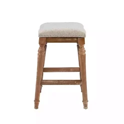 Kirklands Home Hazelnut Upholstered Curved Seat Counter Stool Gray