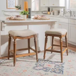 Kirklands Home Hazelnut Upholstered Curved Seat Counter Stool Gray