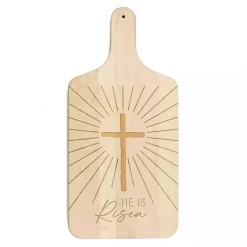 New Kirklands Home He is Risen Maple Cutting Board Tan