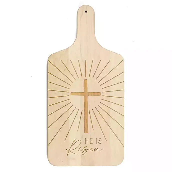New Kirklands Home He is Risen Maple Cutting Board Tan