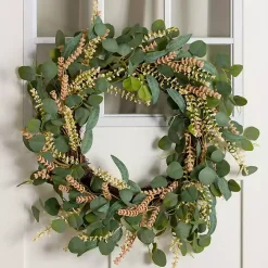 Online Kirklands Home Heather Wheat and Eucalyptus Wreath