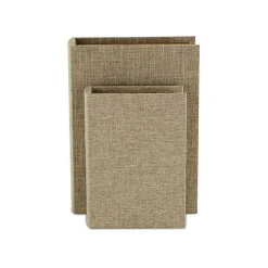Outlet Kirklands Home Heathered Beige Linen Book Boxes, Set of 2 Tan