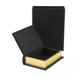 Clearance Kirklands Home Heathered Linen Book Boxes, Set of 2 Black