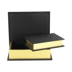 Clearance Kirklands Home Heathered Linen Book Boxes, Set of 2 Black