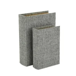 Outlet Kirklands Home Heathered Linen Book Boxes, Set of 2 Gray