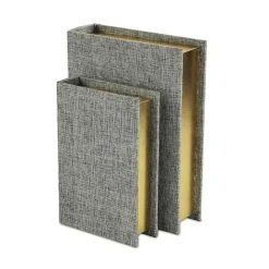 Outlet Kirklands Home Heathered Linen Book Boxes, Set of 2 Gray