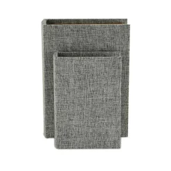 Outlet Kirklands Home Heathered Linen Book Boxes, Set of 2 Gray