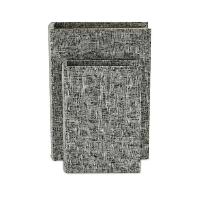 Outlet Kirklands Home Heathered Linen Book Boxes, Set of 2 Gray