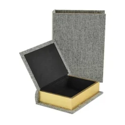 Outlet Kirklands Home Heathered Linen Book Boxes, Set of 2 Gray