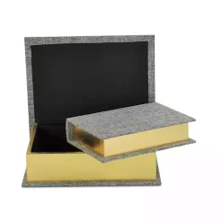 Outlet Kirklands Home Heathered Linen Book Boxes, Set of 2 Gray