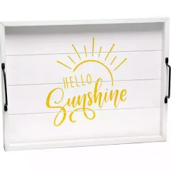 New Kirklands Home Hello Sunshine Wood Tray White