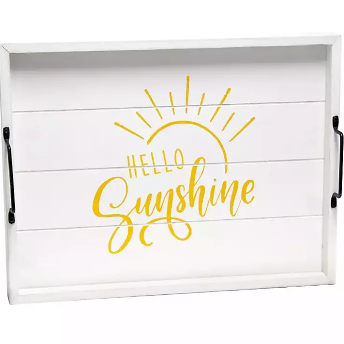 New Kirklands Home Hello Sunshine Wood Tray White