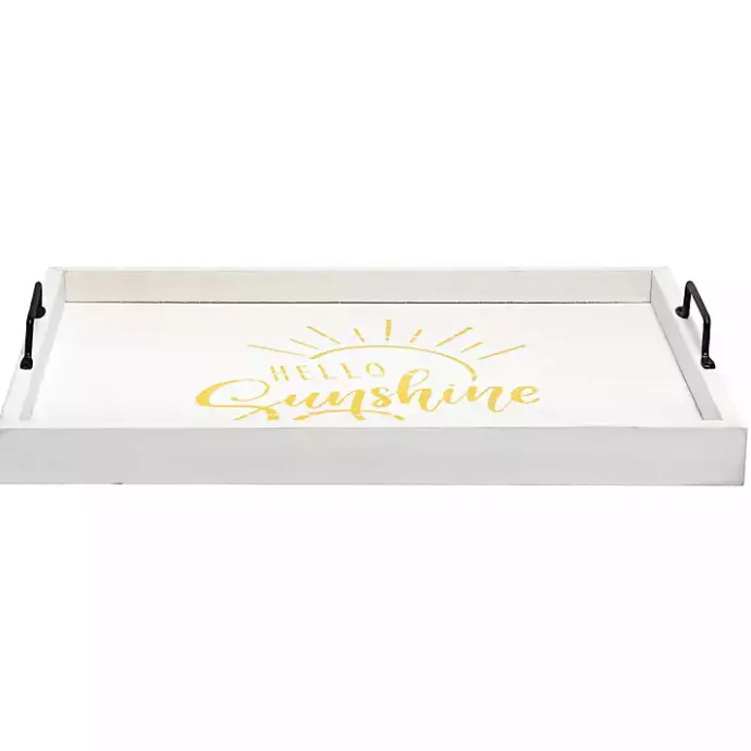 New Kirklands Home Hello Sunshine Wood Tray White