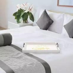 New Kirklands Home Hello Sunshine Wood Tray White