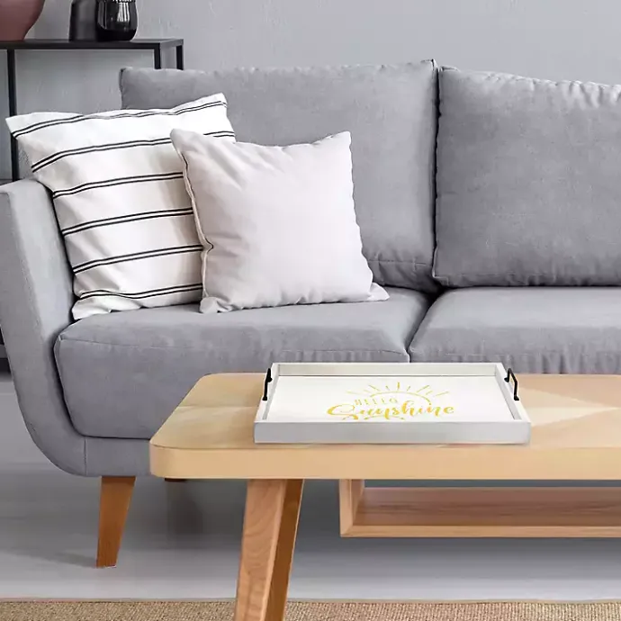 New Kirklands Home Hello Sunshine Wood Tray White