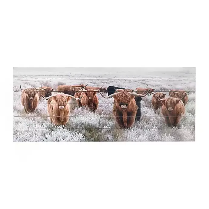 Outlet Kirklands Home Highland Herd Wood Art Print, 45x19 in.