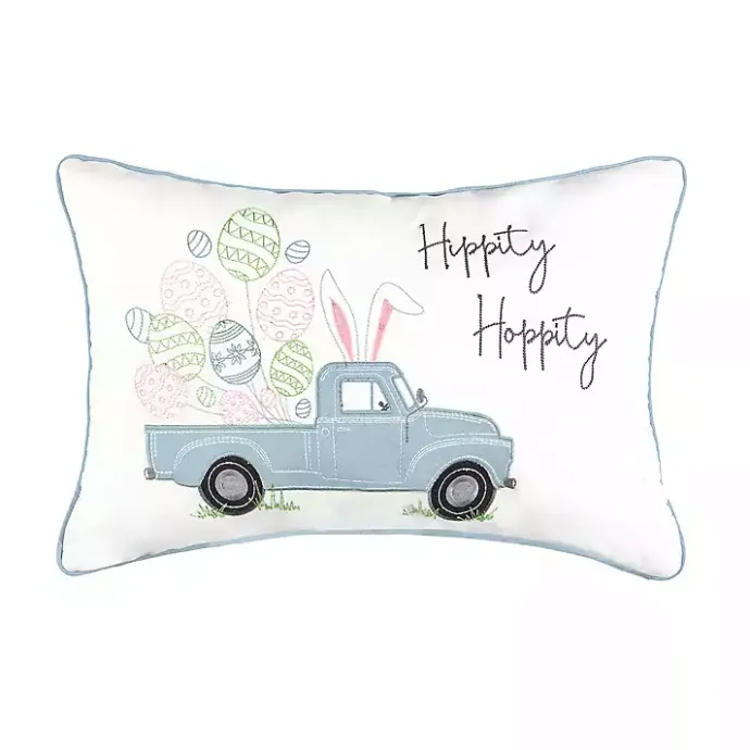 Outlet Kirklands Home Hippity Hoppity Blue Truck Accent Pillow