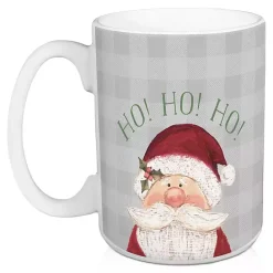 Discount Kirklands Home Ho Ho Ho Santa Checkered Christmas Mugs, Set of 2