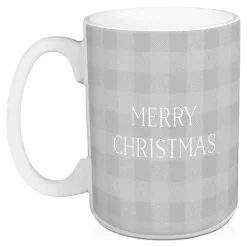 Discount Kirklands Home Ho Ho Ho Santa Checkered Christmas Mugs, Set of 2