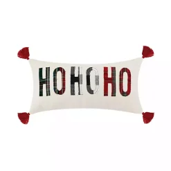 Sale Kirklands Home Ho Ho Ho Tassel Plaid Christmas Lumbar Pillow