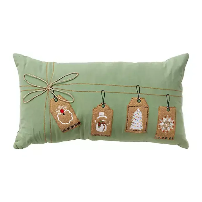 Online Kirklands Home Holiday Gift Tags Embroidered Lumbar Pillow
