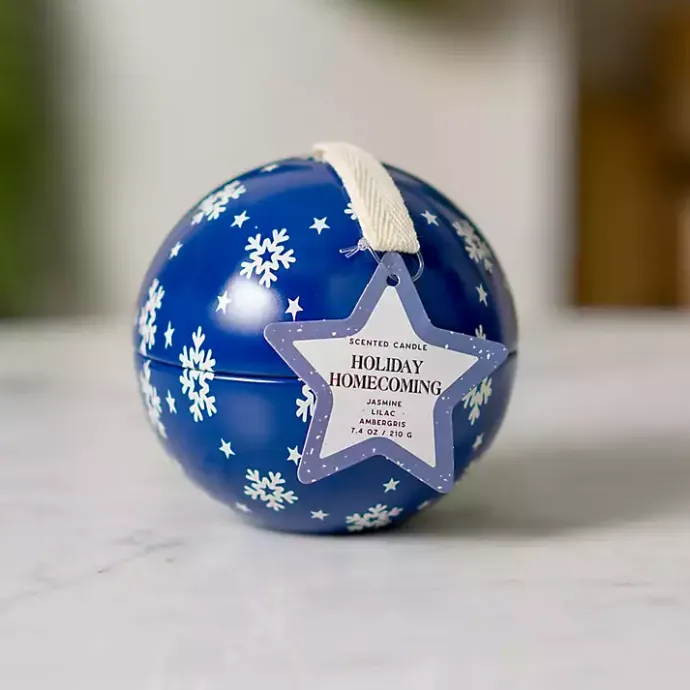 Kirklands Home Holiday Homecoming Tin Candle Ornament Blue