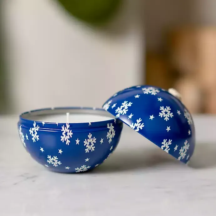 Kirklands Home Holiday Homecoming Tin Candle Ornament Blue