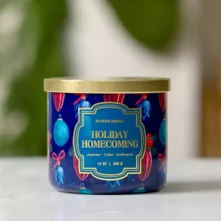Kirklands Home Holiday Homecoming Triple Wick Jar Candle Blue