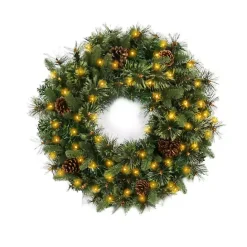 Outlet Kirklands Home Holiday Pine Needle Cabin Pre-Lit Wreath