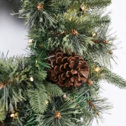 Outlet Kirklands Home Holiday Pine Needle Cabin Pre-Lit Wreath