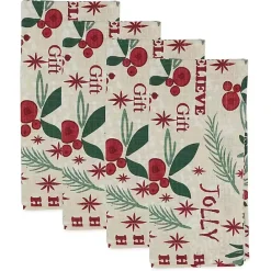 Discount Kirklands Home Holly Berry Typography Christmas Napkins, Set of 4
