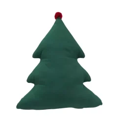 Kirklands Home Holly Christmas Tree Shaped Pillow Green