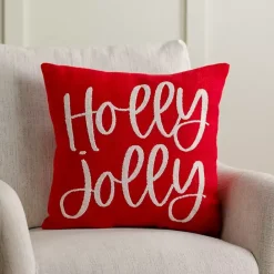 Hot Kirklands Home Holly Jolly Embroidered Pillow