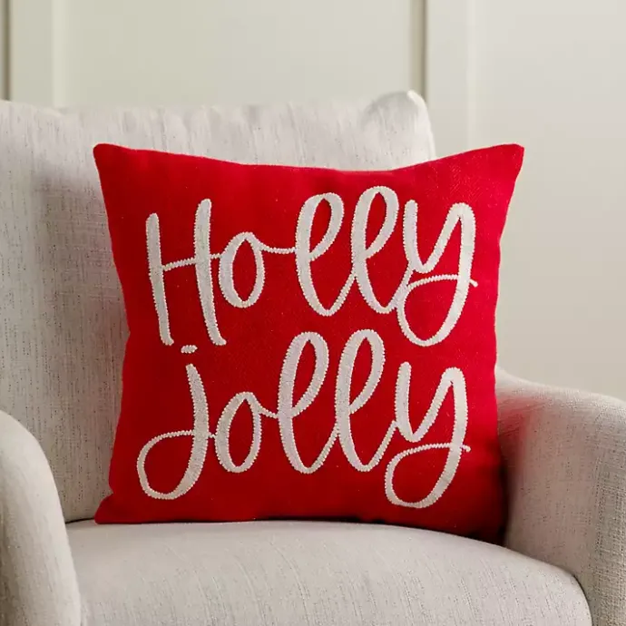 Hot Kirklands Home Holly Jolly Embroidered Pillow