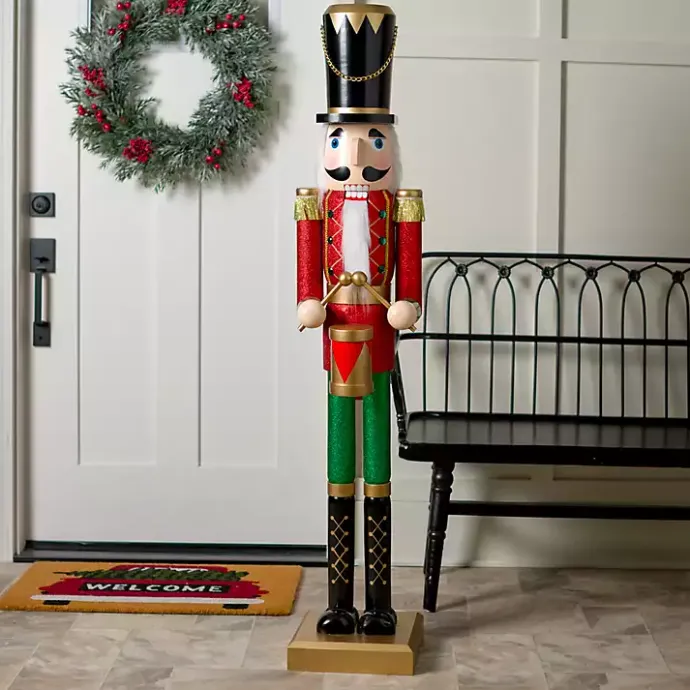 Hot Kirklands Home Holly Nutcracker Wooden Outdoor Statue
