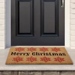 Sale Kirklands Home Holly Red Snowflake Christmas Doormat