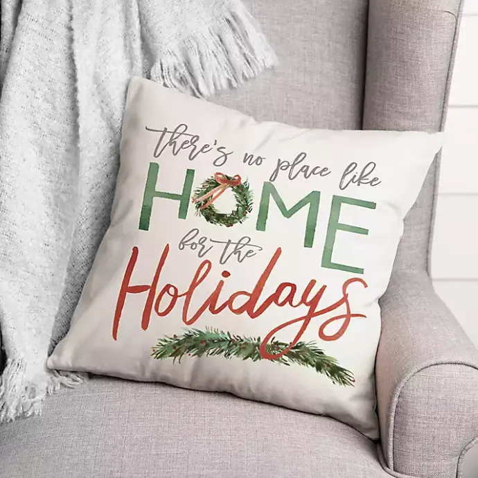 New Kirklands Home Home for the Holidays Christmas Pillow Ivory