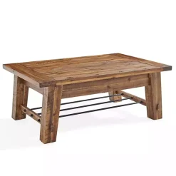 Discount Kirklands Home Honey Acacia Wood Coffee Table with Metal Bars Tan