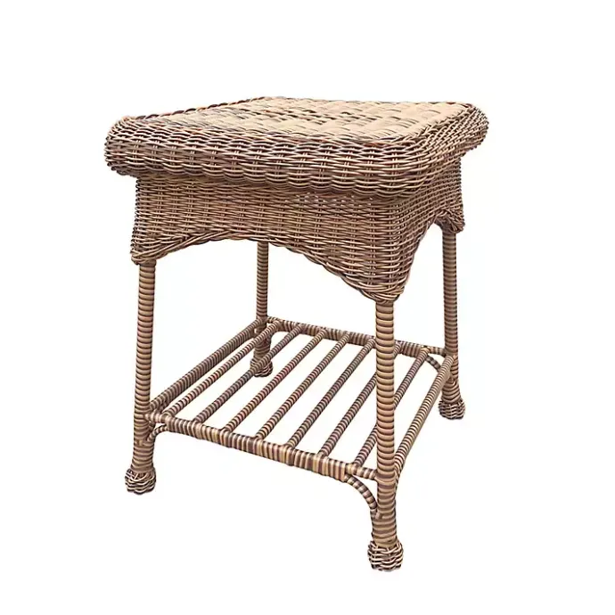 Sale Kirklands Home Honey Resin Wicker and Metal Accent Table Tan