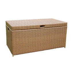 Online Kirklands Home Honey Wicker Outdoor Storage Box Brown