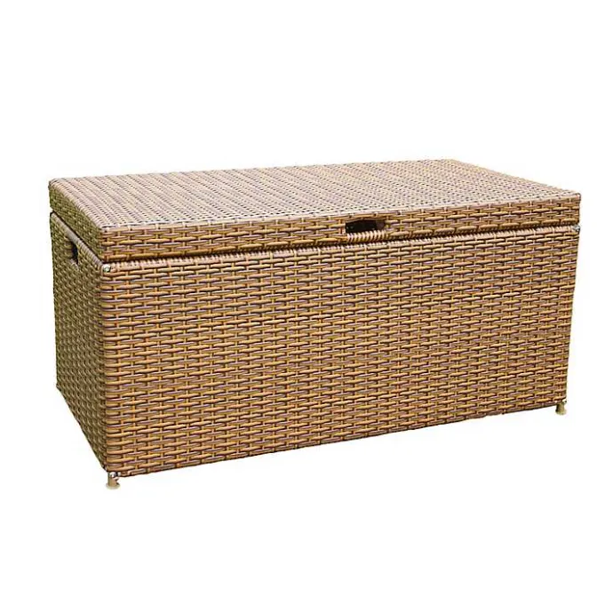 Online Kirklands Home Honey Wicker Outdoor Storage Box Brown