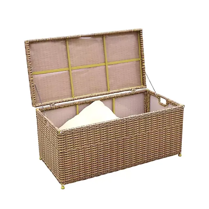 Online Kirklands Home Honey Wicker Outdoor Storage Box Brown