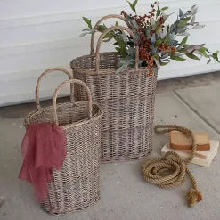 Best Kirklands Home Honey Wicker Tall Oval Baskets, Set of 2 Brown