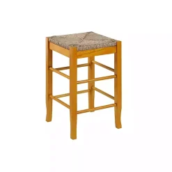 Outlet Kirklands Home Honey Wood and Woven Rush Counter Stool Tan
