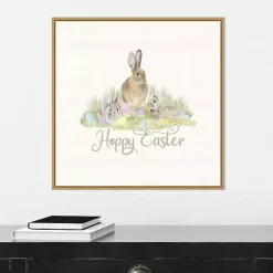 Best Kirklands Home Hoppy Easter Bunnies Framed Canvas Art Print
