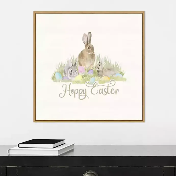 Best Kirklands Home Hoppy Easter Bunnies Framed Canvas Art Print
