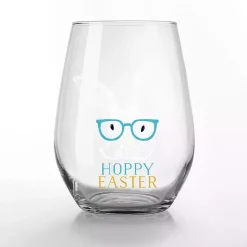 Kirklands Home Hoppy Easter Stemless Wine Glasses, Set of 2 Clear