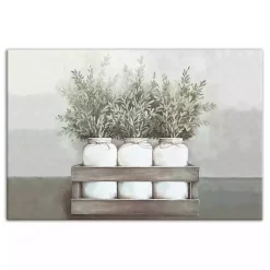Outlet Kirklands Home Horizontal Mason Jar Greenery Canvas Art Print Multi
